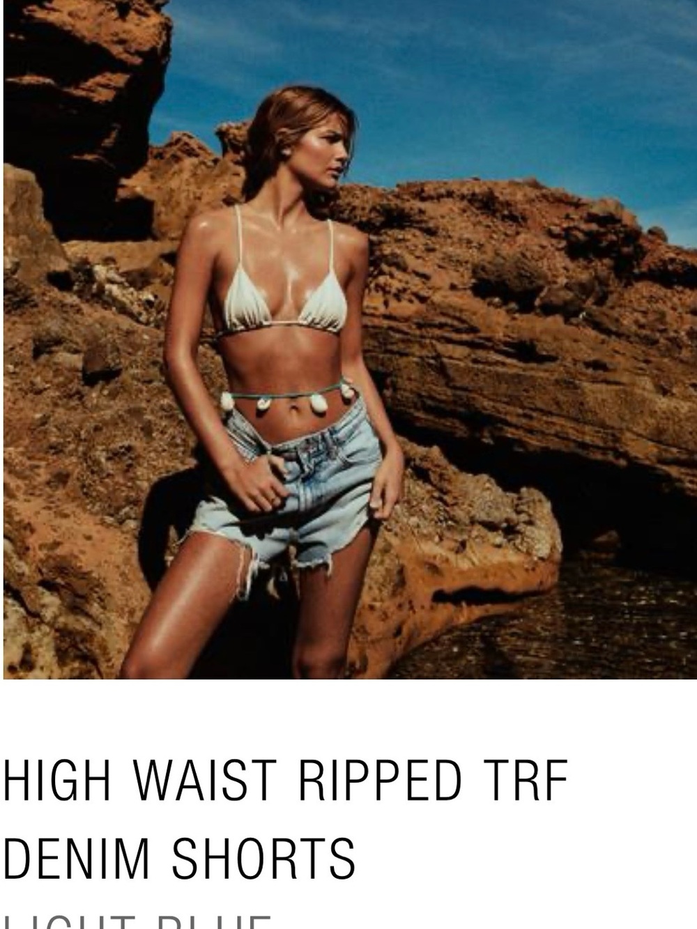 Zara Light Blue Distressed Denim Cutoff Shorts, High Waisted - Picture 4 of 4